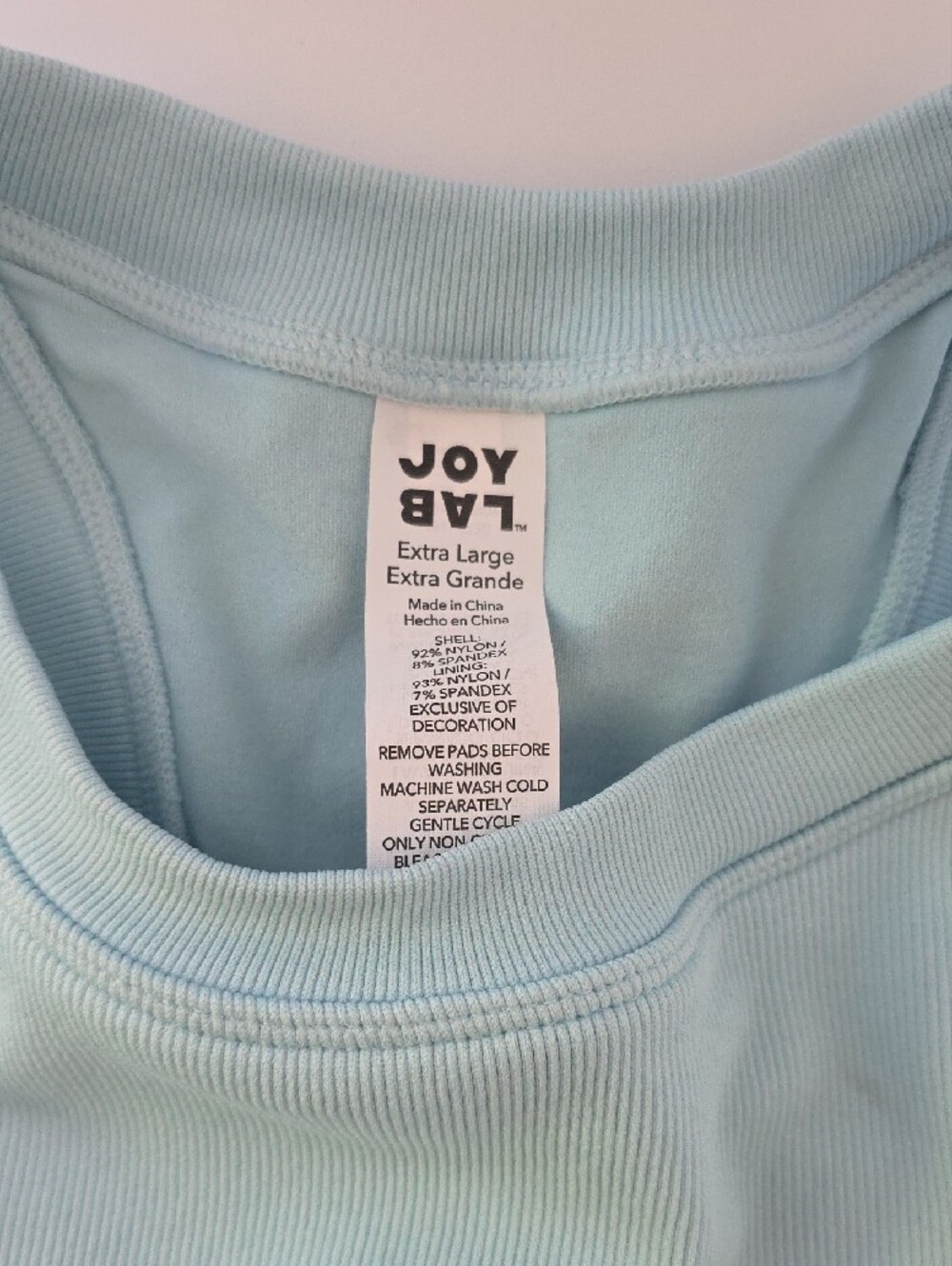 JoyLab Cool Blue Ribbed Crop Tank - Picture 4 of 10